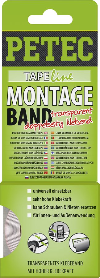 Montageband, Transparent, 19 Mm x 0,2 Mm X 2 M, Sb-Karte Dichten